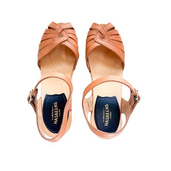 Swedish Hasbeens Debutant Clog Sandals 36 US 6 Brown Heeled Shoes Boho - Picture 6 of 10